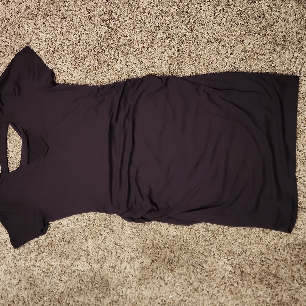 Elegant Deep Purple Maternity Dress with Cutout Detail